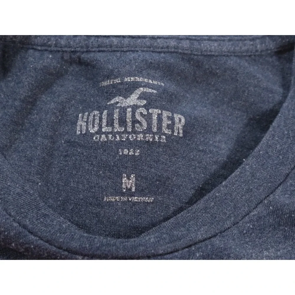 Hollister T-Shirt Mens M Blue Graphic Palm Tree Sunset Short‎ Sleeve Crew Neck